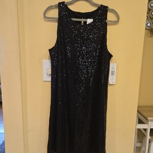 MSK Black Sequin Midi Sleveless Dress